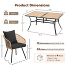EROMMY 7-Piece Outdoor Dining Set – Rectangular Table with Umbrella Hole & 6 Rattan Chairs, Black-Erommy